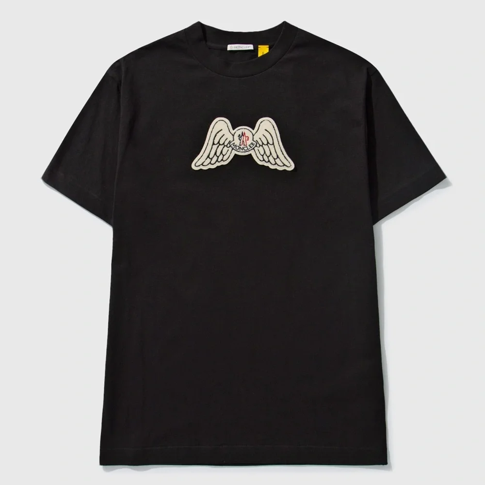 NWT Men’s Size Small Moncler X Palm Angels Wing Logo Tee 100% Cotton In Black - Picture 4 of 17